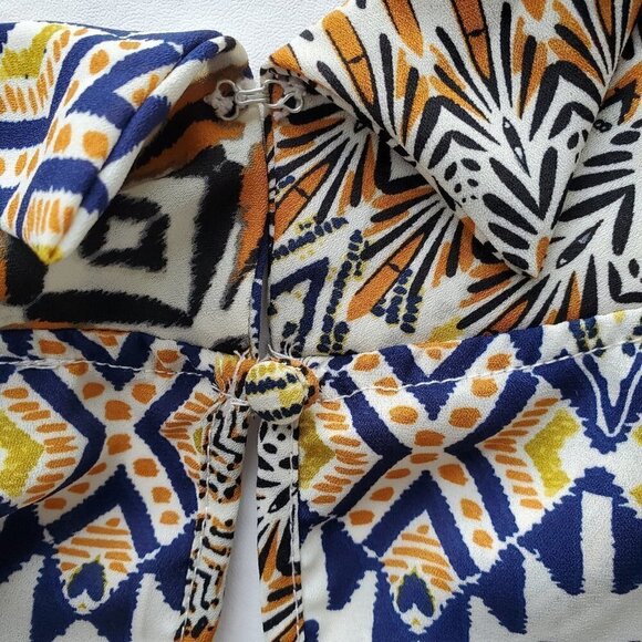 SPENSE Retro Printed Longline Tunic High Low Hem with Deep Vents Size L - Picture 6 of 10